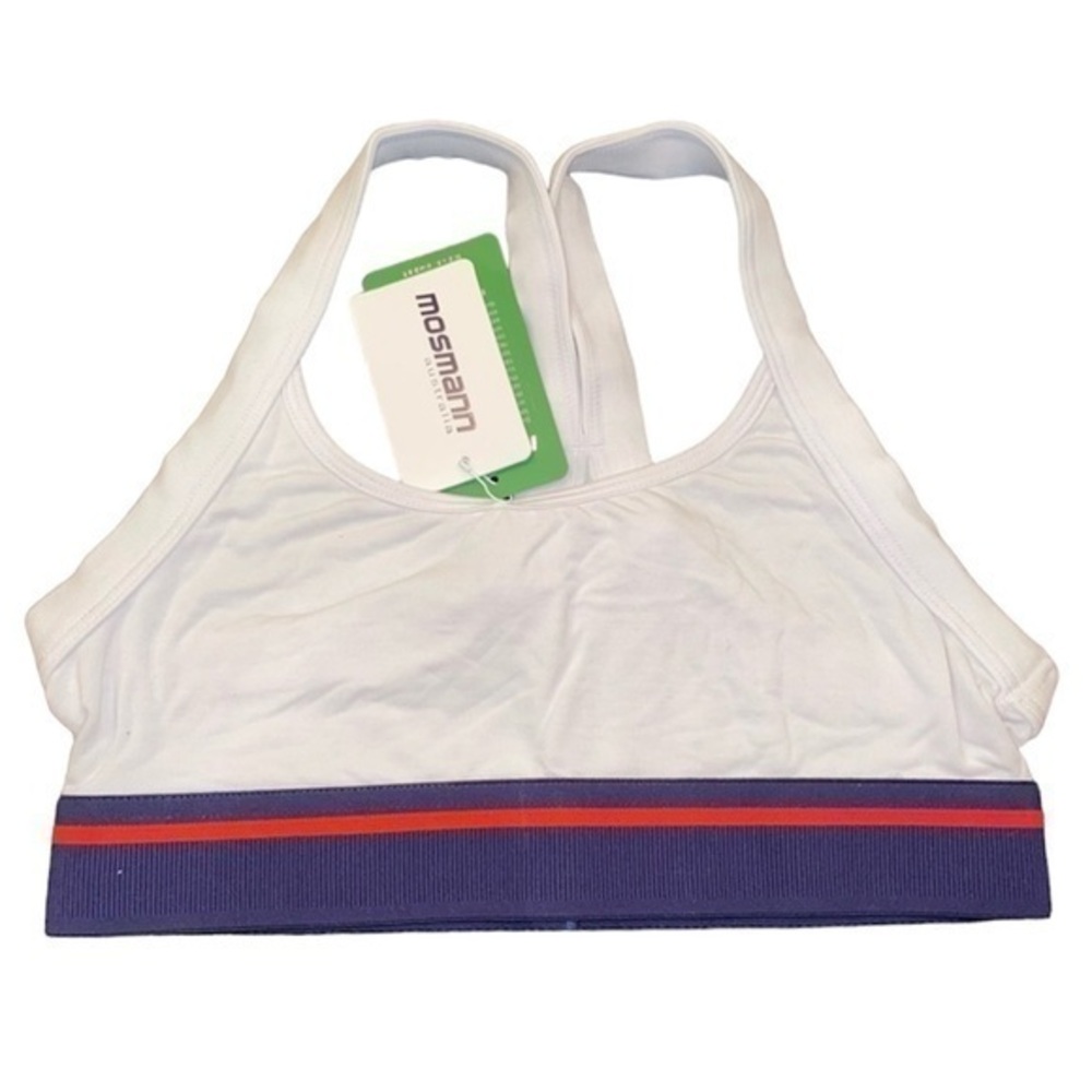 Mosmann Australia sports bra size small white blue red nwt in package